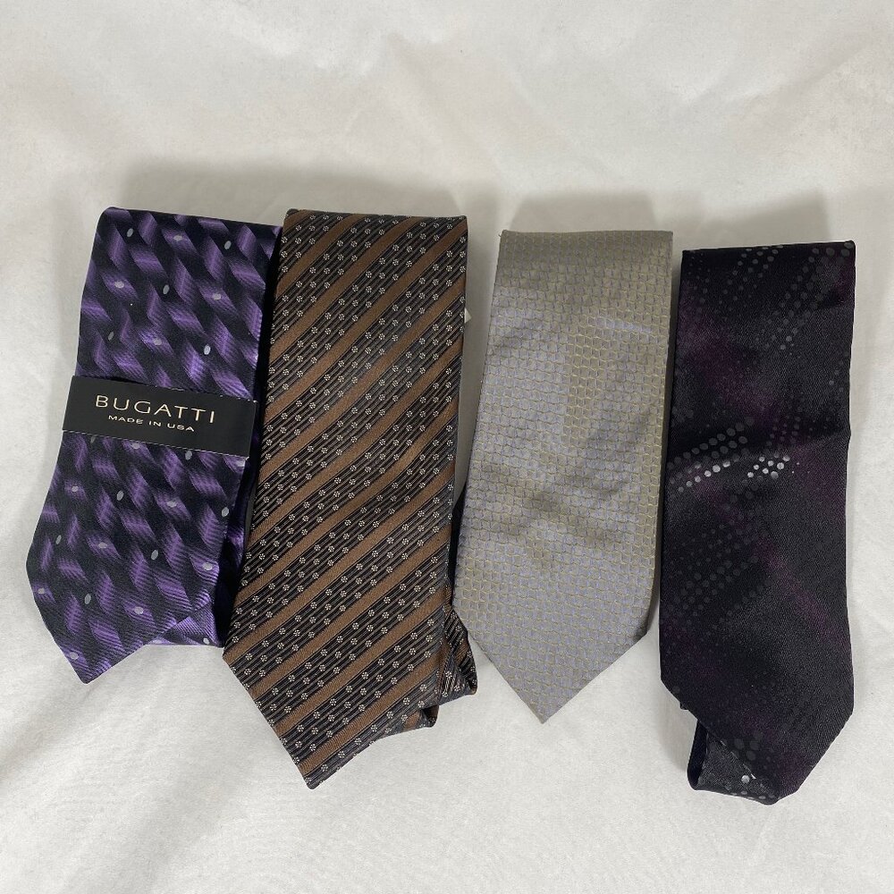 NEW Set of 4 Designer Ties. BUGATTI, BACHRACH (2) and JAN PAULSEN.